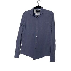 Cactus Mens Blue Slim Fit Long Sleeve Shirt Size Small